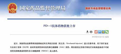 首个免疫检查点抑制剂Opdivo在中国获批上市