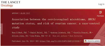 卵巢癌、BRCA1突变均影响宫颈阴道微生物群