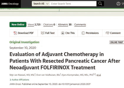 FOLFIRINOX新辅助和术后 胰腺癌辅助化疗改善生存